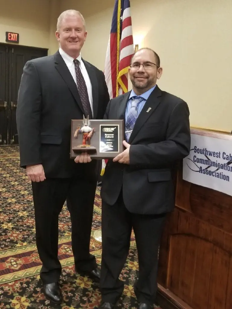 Spencer (right) with Chris Dunkeson at the Hall of Fame event in February