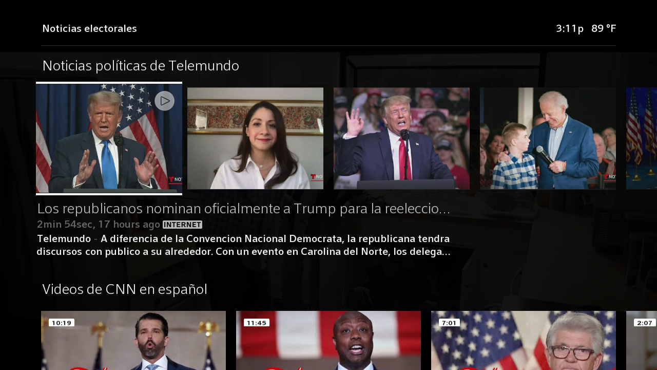 The Election Central hub on Xfinity X1 hub.