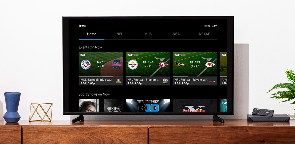 Xfinity Sports Zone shown on a TV.